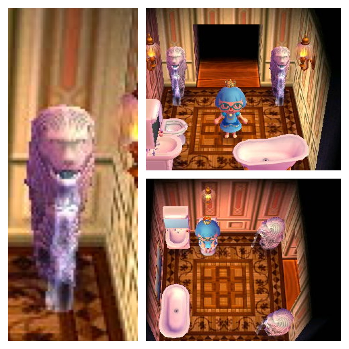My Animal Crossing bathroom, with a pair of Merlions.