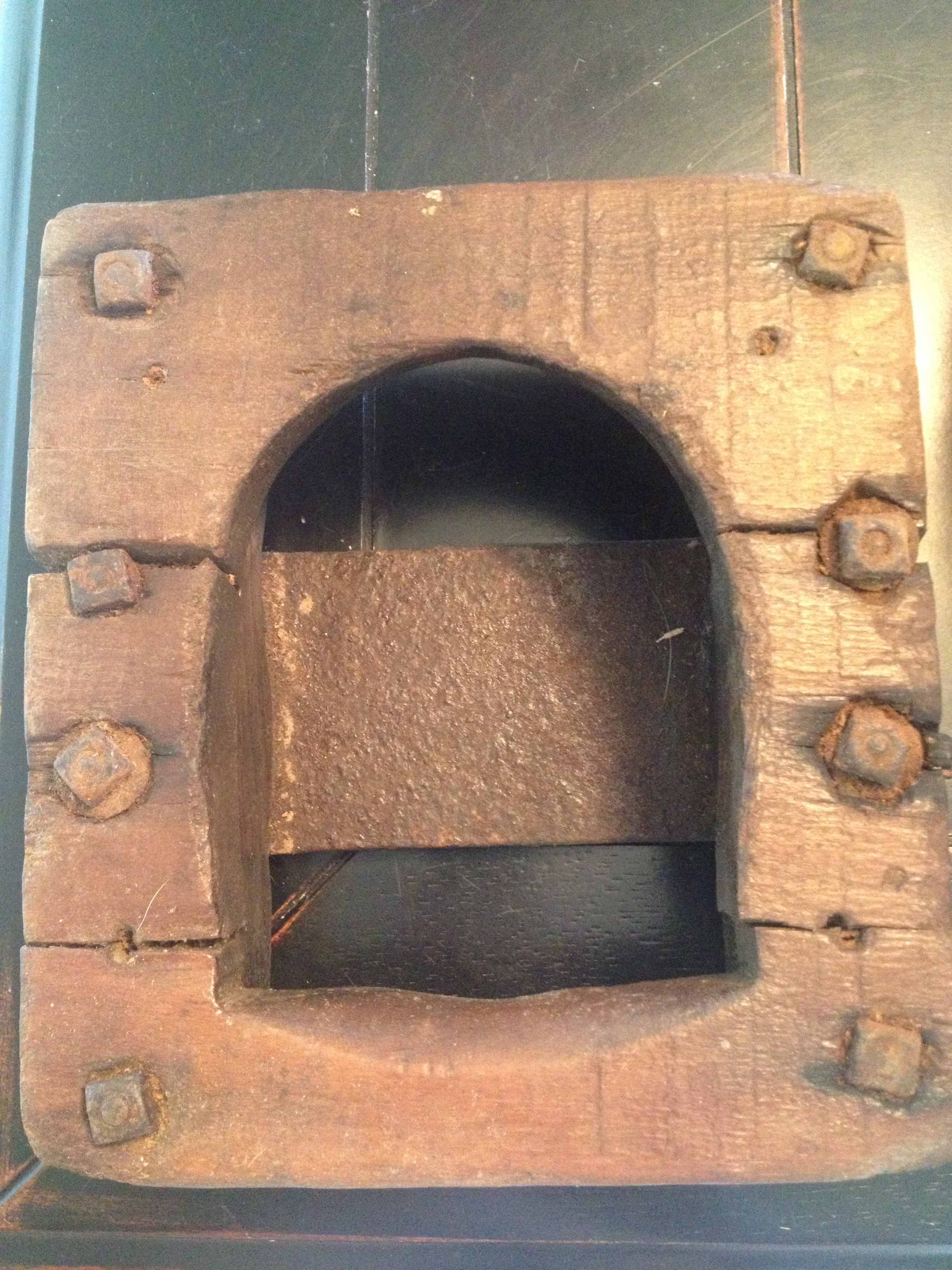 An antique snowshoe for horses.