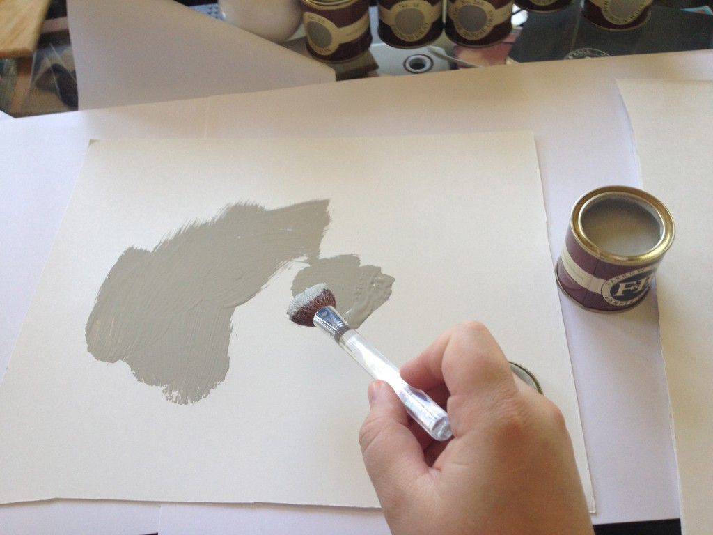 Me, painting a sample.