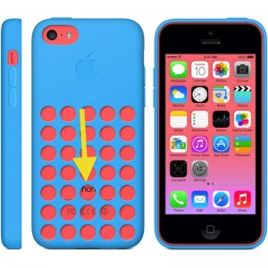The iPhone 5c with a case.
